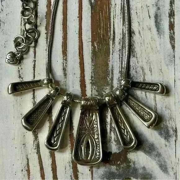 Brighton *Retired* Etched Silver Statement Necklace - Picture 3 of 8